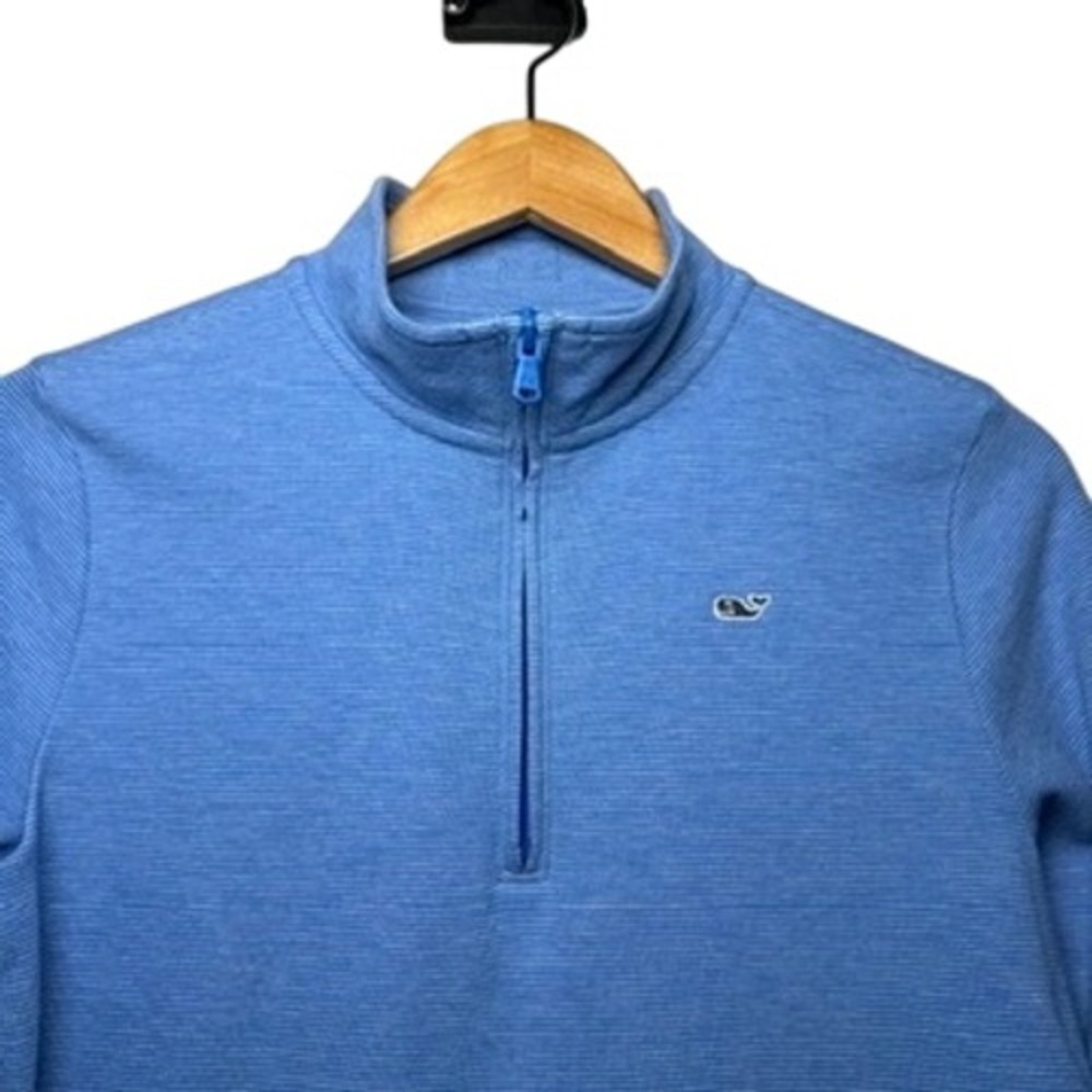 Vineyard Vines Saltwater 1/4 Zip Hull Blue Pullover Womens Large Stripe 3K001465 - Picture 9 of 10